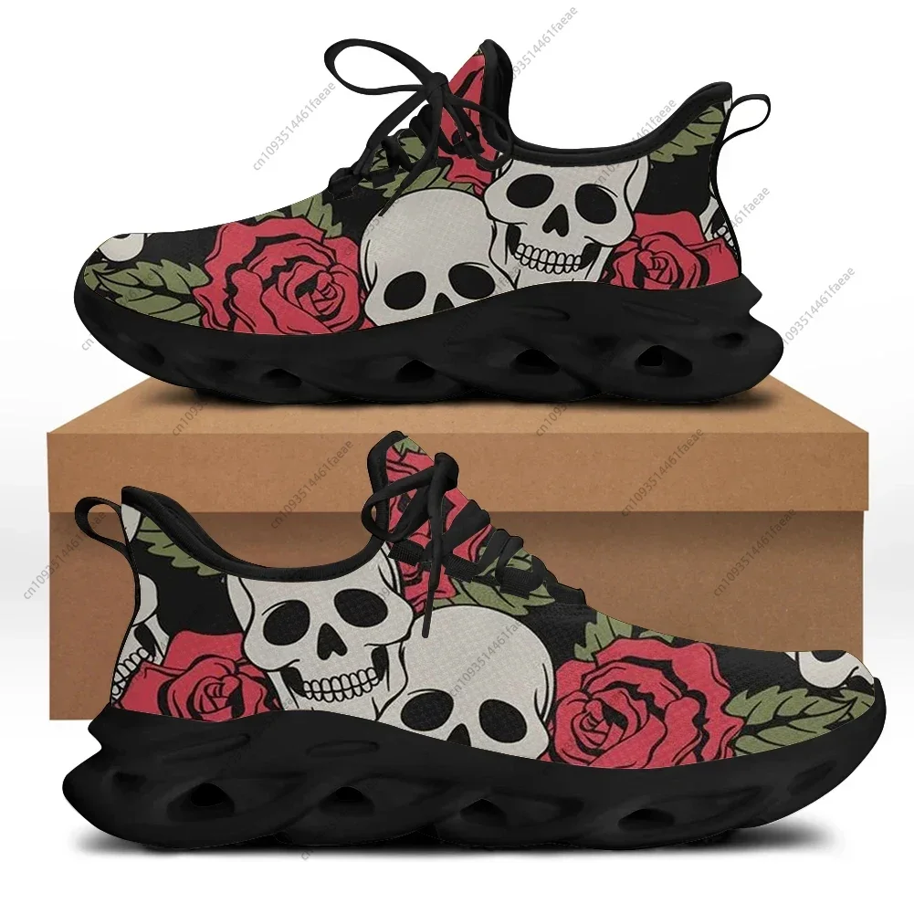 

Doginthehole Rose Sugar Skull Printing Sneaker for Men Comfortable Mesh Lace-Up Ladies Sport Shoes Cosplay Footwear For Girls