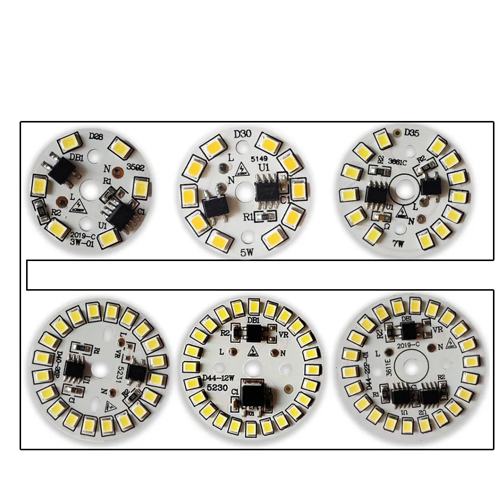 5PCS AC 220v Led PCB ball With Integrated IC Driver Welded 30cm Wire For 3W5W6W7W9W12W15W Bulbs Bubble tube lamp crystal lamp