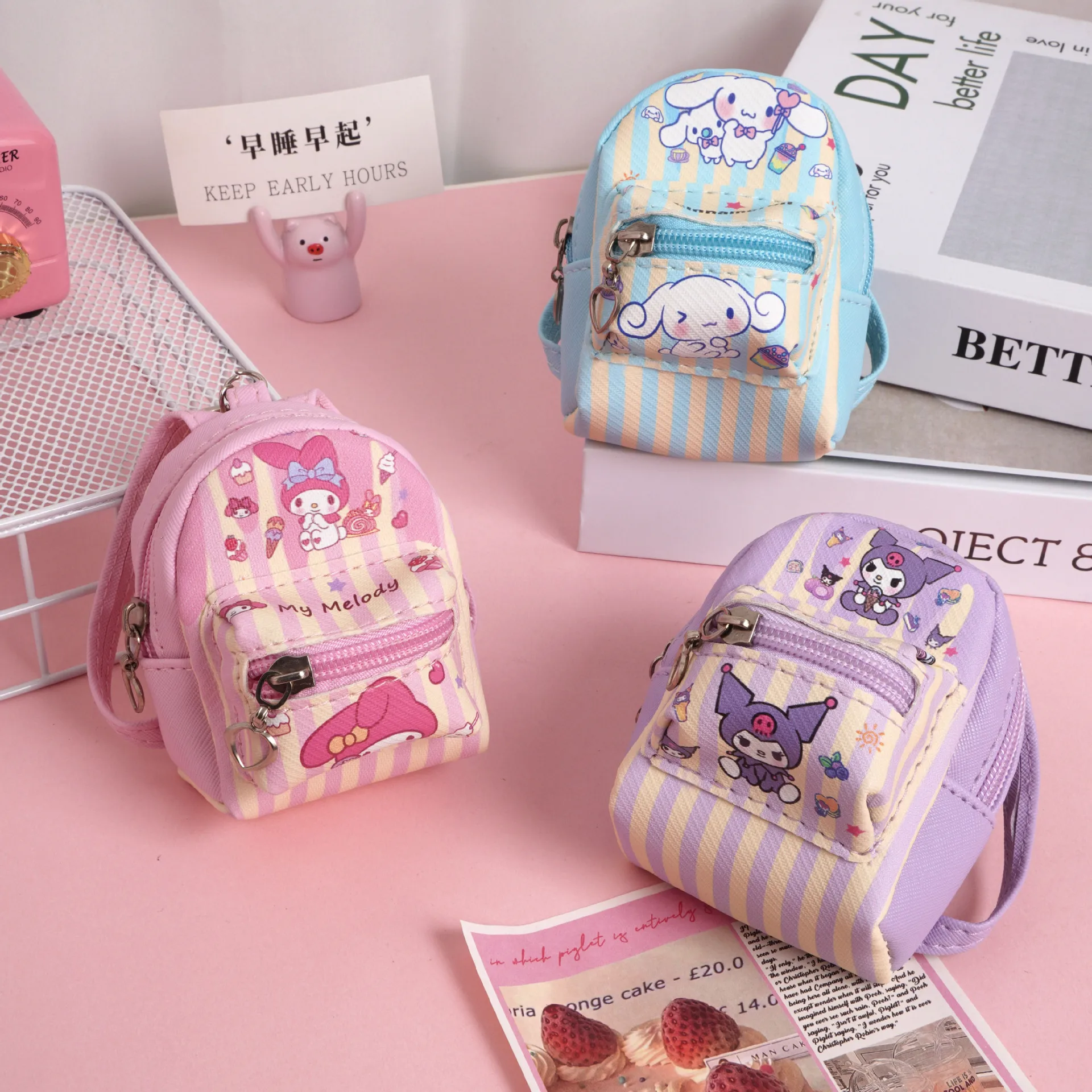 Hello kitty Kuromi Mini schoolbag small purse  cute small purse female waterproof earphone bag new small storage bag