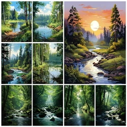 5d DIY diamond Cross Stitch Forest River Full square/round diamond embroidery Mosaic home decoration gifts for sale WE2310