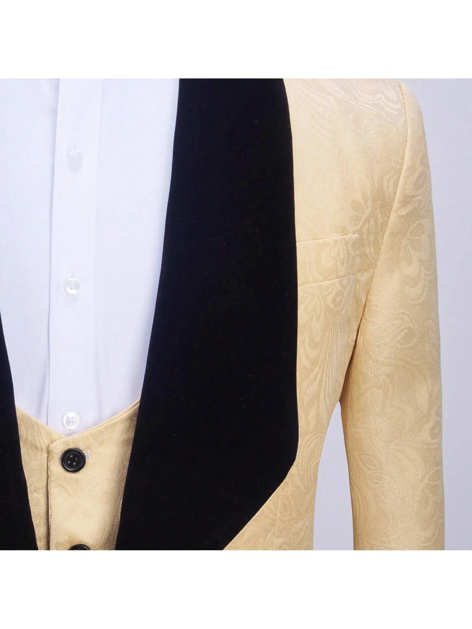 Heren 3-delige bloemen smoking, jacquard slanke pakset, paisley blazervest en broek voor schoolbalbruiloft