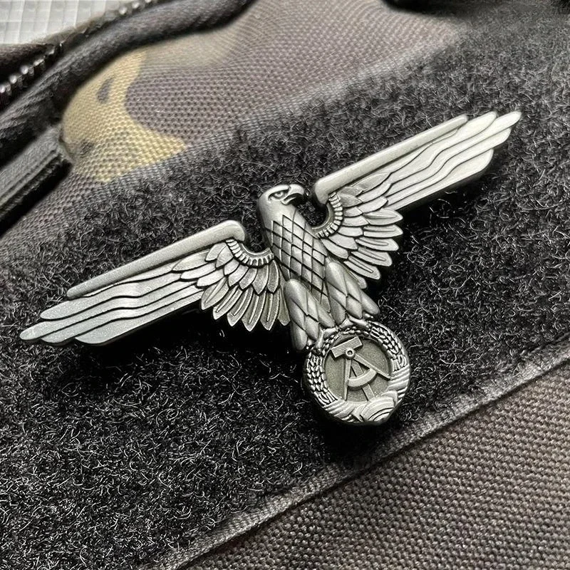 

East German Metal Eagle Morale Badge East German Hook&Loop Patch Tactical Military Patches For Backpack Sticker Combat Emblem