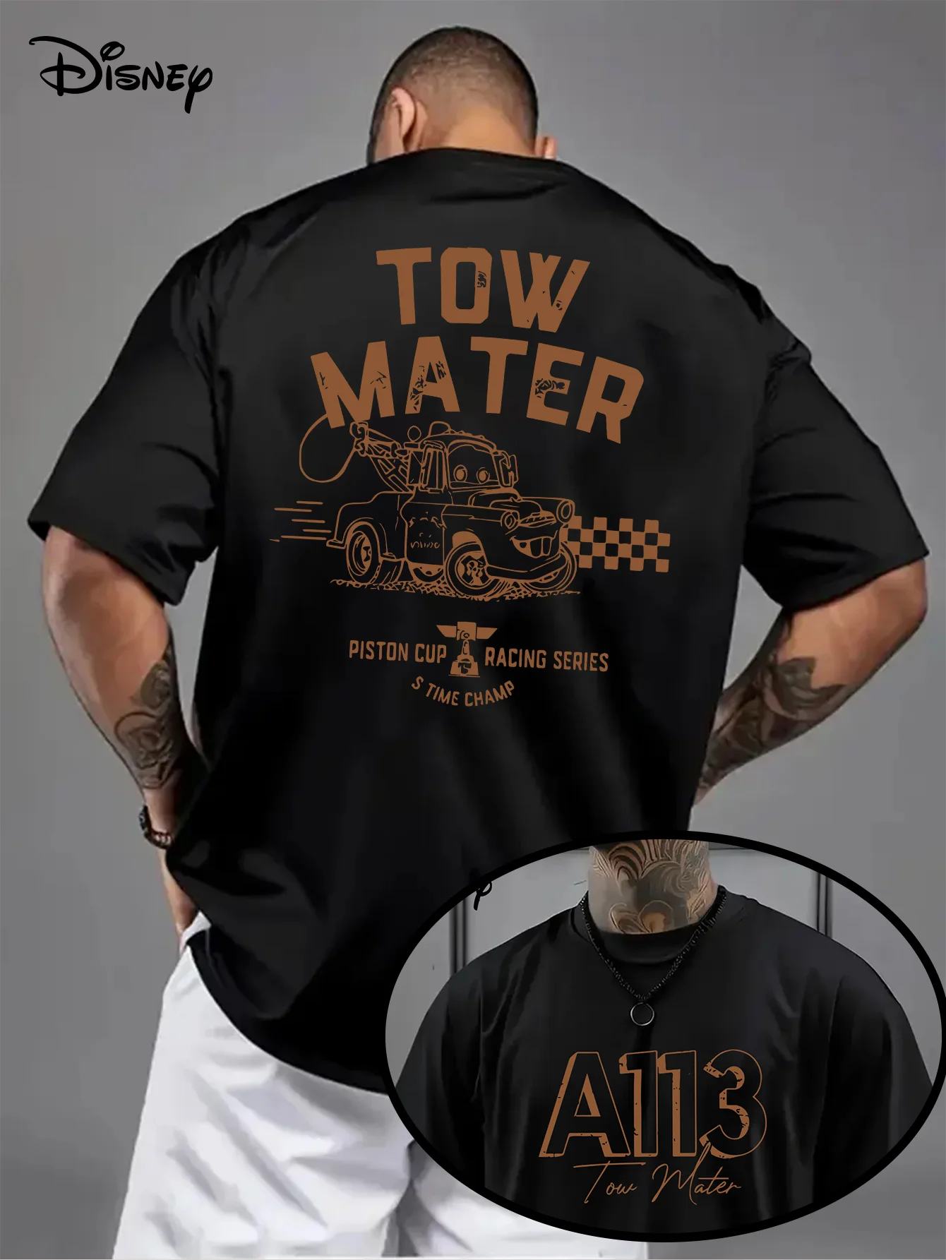 

Disney Car Matt Pattern T-shirt, A Universal Pure Cotton Short-sleeved Loose Style for Both Men's and Women's Clothing