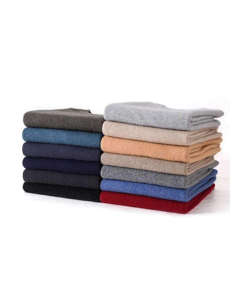 

Men's basic base shirt Autumn Winter Solid Color 100% Cashmere Knitted Pullover Casual Thick Soft Warm Sweater Male clothing