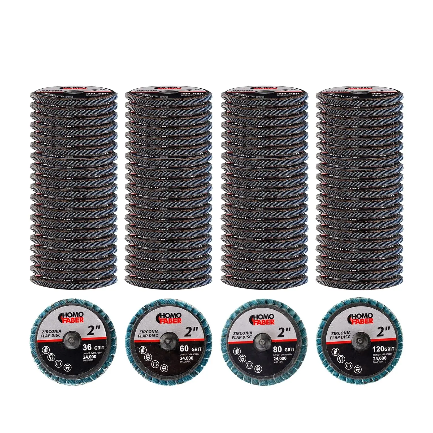 

100-Piece 2-Inch Flap Discs for Die Grinder | 36/60/80/120 Grit Sanding Discs | Surface Prep, Stripping, Grinding