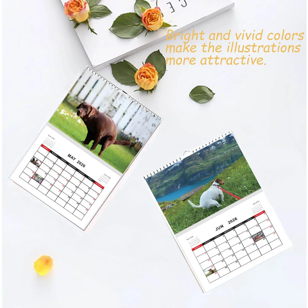2026 Pooping Dog Calendar-Year مخطط شهري وجدول الأعمال منظم تقويم الحائط مضحك حفلة الكمامة هدايا للأصدقاء