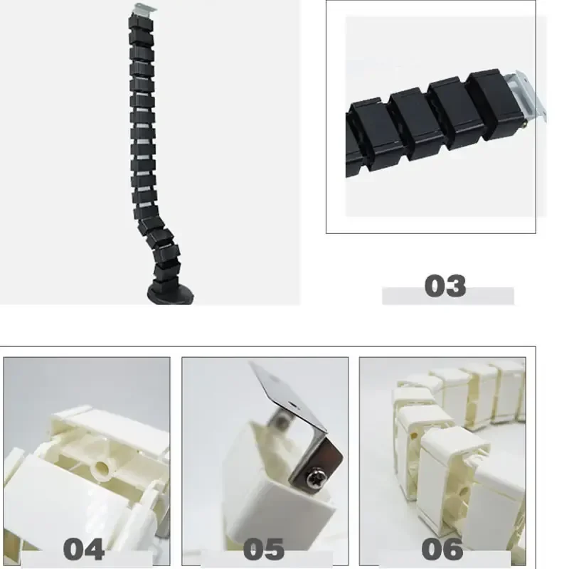 ABS Plástico Retrátil Wire Management, Cable Spine Tray, Workstation Snake Cable Organizer, Tidy Acessórios, 130cm Under Desk