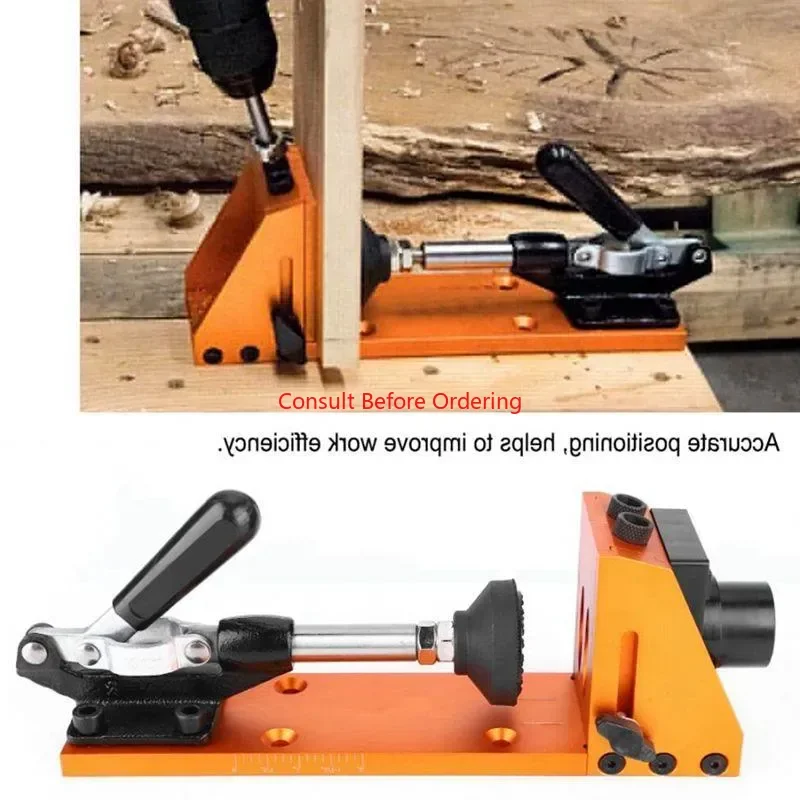 Metal Drill Bit Adapter Set Carpenter Kit System Inclined Pocket Hole Drill Bit Clamp Base Woodworking To