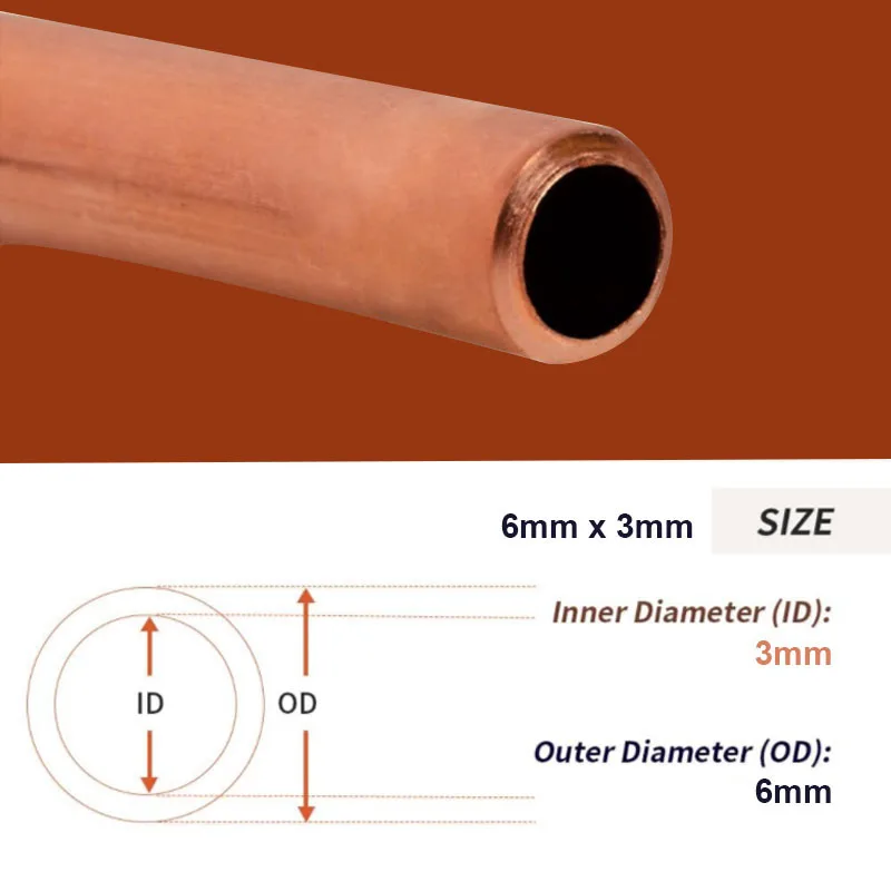 1M Soft Coil Copper Tube T2 Red Copper Tubing Airs Conditioning Refrigeration Capillary Wire Pipes OD 2/3/4/6/8/10m