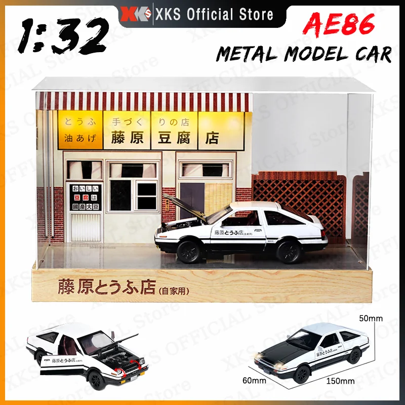 

Initial D Toyota AE86 Alloy Car Model 1/32 Initial D Fujiwara Tofu Shop Scene Model with Pull Back Metal Toy Car Gifts for Boys