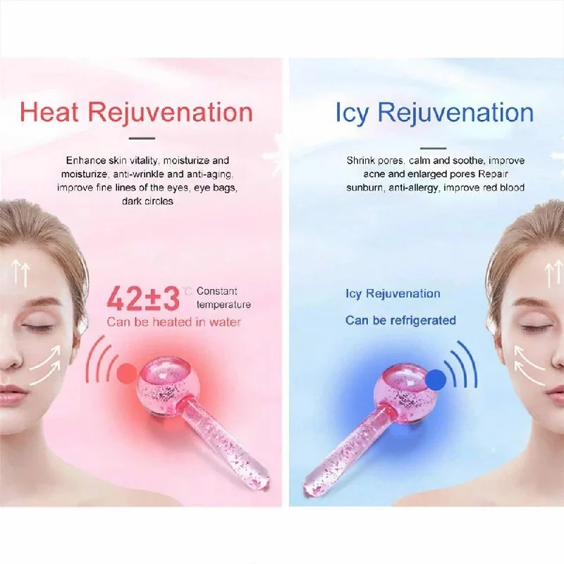 2pcs/Box Large Beauty Ice Hockey Roller Energy Massage Crystal Face and Eye Roller Ball Water Wave Ice Globes Skin Care