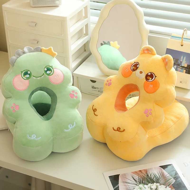 Almohada para siesta Panda, cerdo, dinosaurio, gato, oso, suave, transpirable, tacto cómodo, forma bonita, cojín de soporte para el cuello para el almuerzo, uso diario