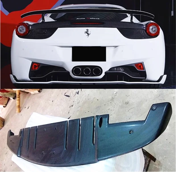 For Ferrari 458 2011 2012 2013 2014 FRP/Real Carbon Fiber Rear Bumper Trunk Lip Diffuser Spoiler Cover