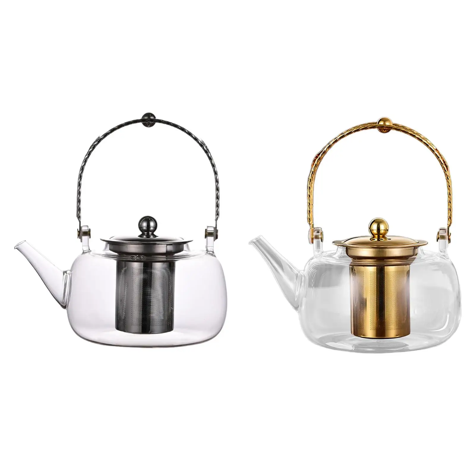 Glass Teapot 33.8oz Stoves Boiled Tea with Removable Infuser for Hiking Home