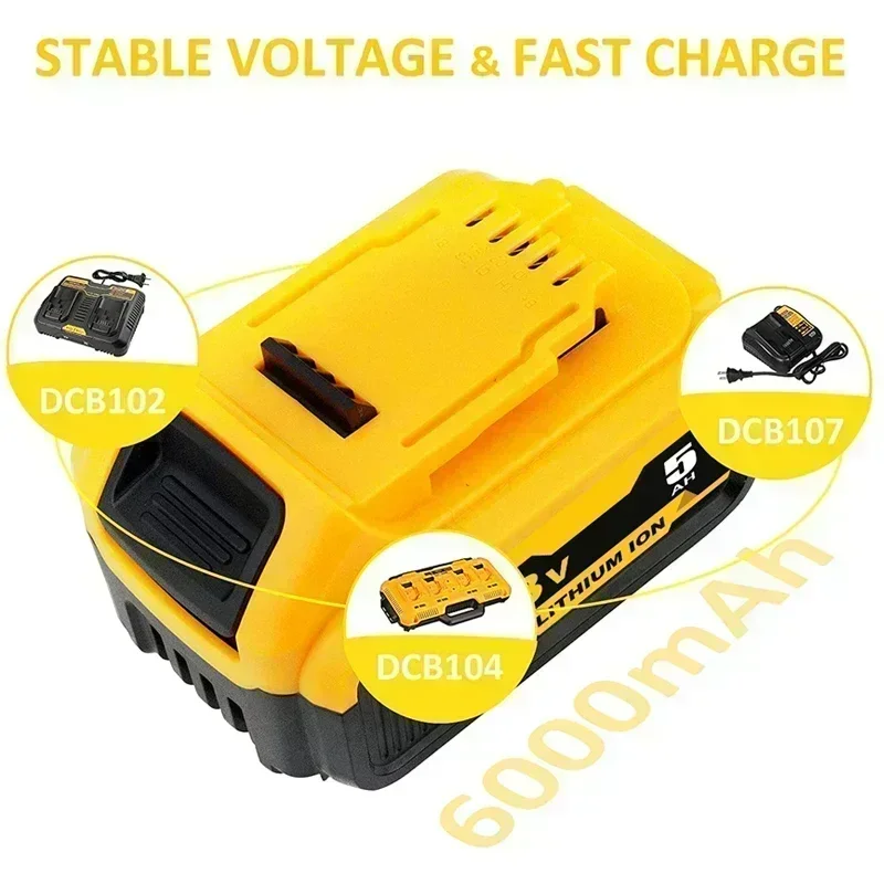 6.0ah 18V Kicserélés számára dewalt 20V Minden áram szerszámok DCB180 DCB185 DCB184 DCB200 DCB203 DCB181 újratölthető lithium-ion Üteg