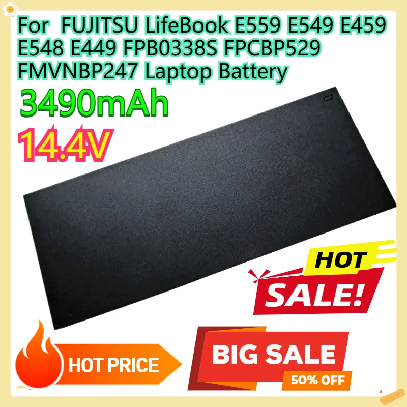 Для ноутбуков FUJITSU LifeBook E559 E549 E459 E548 E449 FPB0338S FPCBP529 FMVNBP247: Аккумулятор 14.4V 3490mAh 50WH
