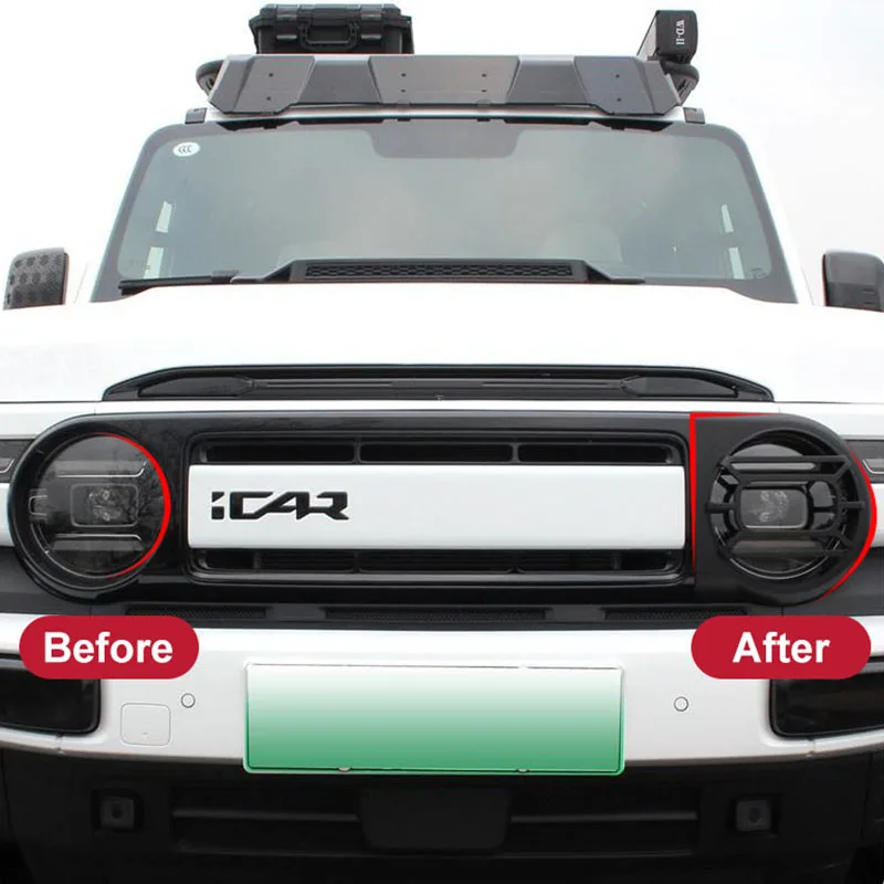 Headlight Decorative Cover Fog Lamp Frame Front Bumper Grille Guard for Chery ICAR V23 Car Exterior Modification Accessories