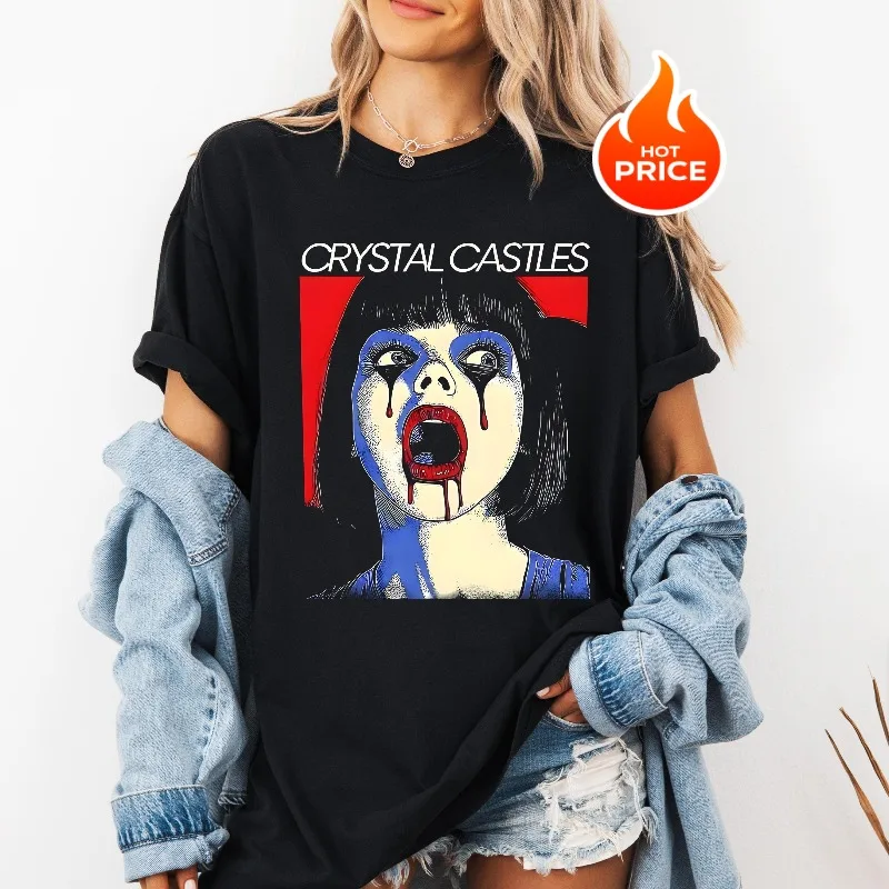 Crystal Castle Band Surrounding - Unisex Trendy Clothing Men's T-shirt Summer New Retro Unisex Casual Fashion Y2K T-shirt