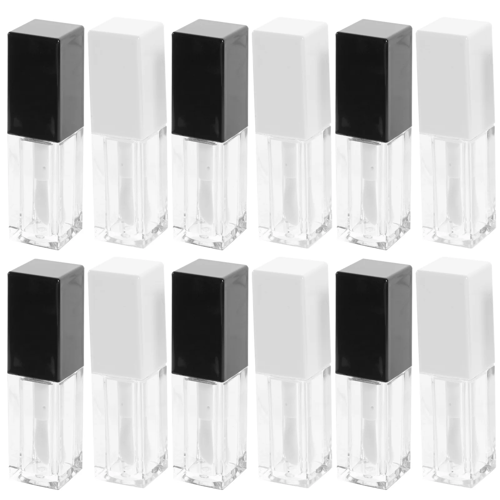 12 Uds. Tubos pequeños de bálsamo labial, contenedores vacíos transparentes rellenables para brillo de labios, almacenamiento de maquillaje DIY portátil, herramientas de cosméticos para mujeres