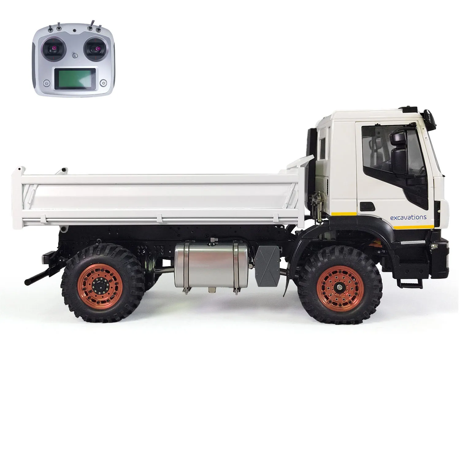 4x4 RC Hydraulic 1/14 Metal Dumper Truck Remote Control Tipper Dump Car Model Light Sound Systems Painted Assembled Toy TH23187