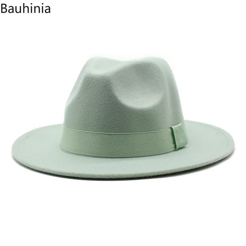 2023 New Hot Wide Brim Felt Fedora Hats With Bee Ribbon Autumn Winter Wedding Party Trilby Hat Men Gentleman Jazz Hats 56-58CM