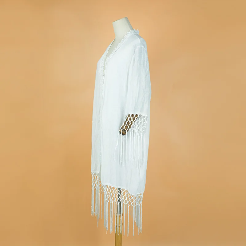 Para Praia-Kimono à franges pour femmes, robe de plage, cover-up pour les maillots de bain, Industries ong, cardigan, 2025