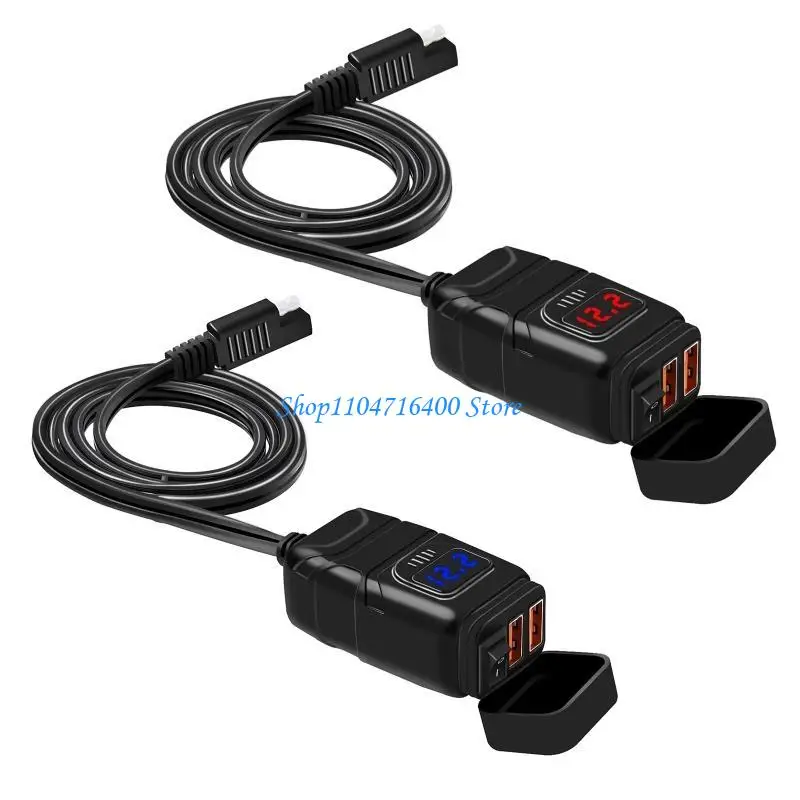 

y1gd Mechanical Switch Car Dual USB Port QC3.0 Digital Display