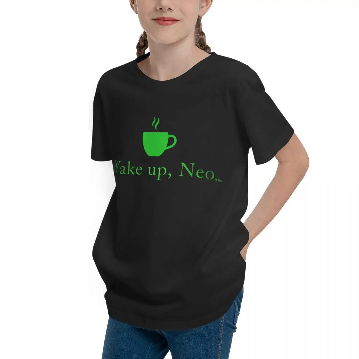 Adolescents Wake Up Neo Coffee Time For Sale Basic Short Sleeve T-Shirt Humor Graphic Round neck Top tee Casual Graphic Vintage