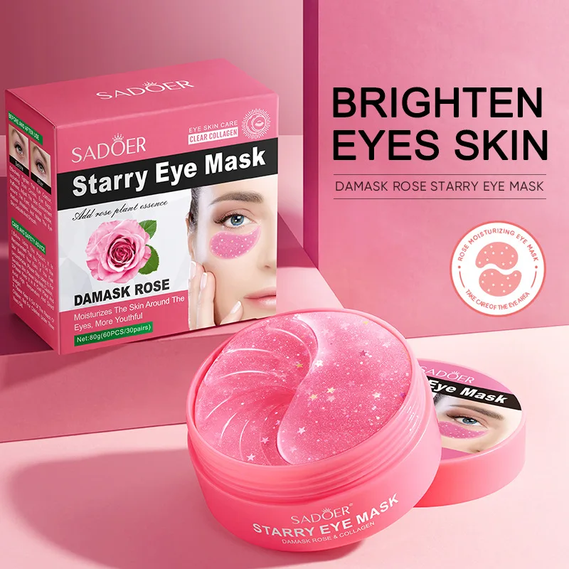 60 stücke SADOER Rose Augen Maske Anti Augenringe Entfernen Augen Taschen Anti Falten Feuchtigkeitsspendende Straffende Augenklappen Augen Hautpflege