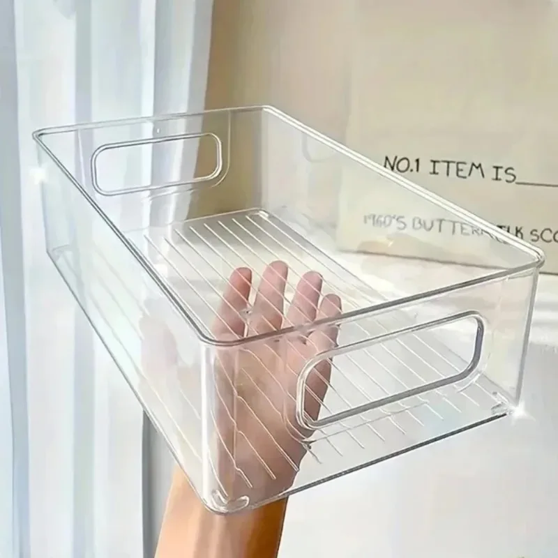 

Drawer Organizer Bin Clear Stackable Fruit Food Jars Book Cosmetic Jewelry Storage Box Transparent Fridge Storage Bin Containers