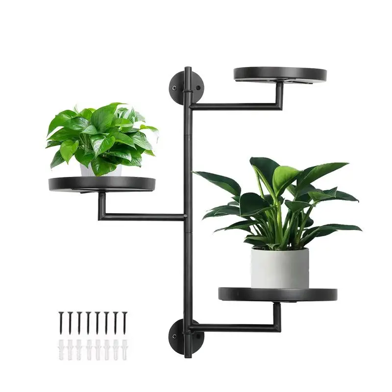 180 Rotating Window Plant Stand 3 Tier Rotating Plant Stand All-Metal For Window Wall Plant Holder Expose Multiple Plants