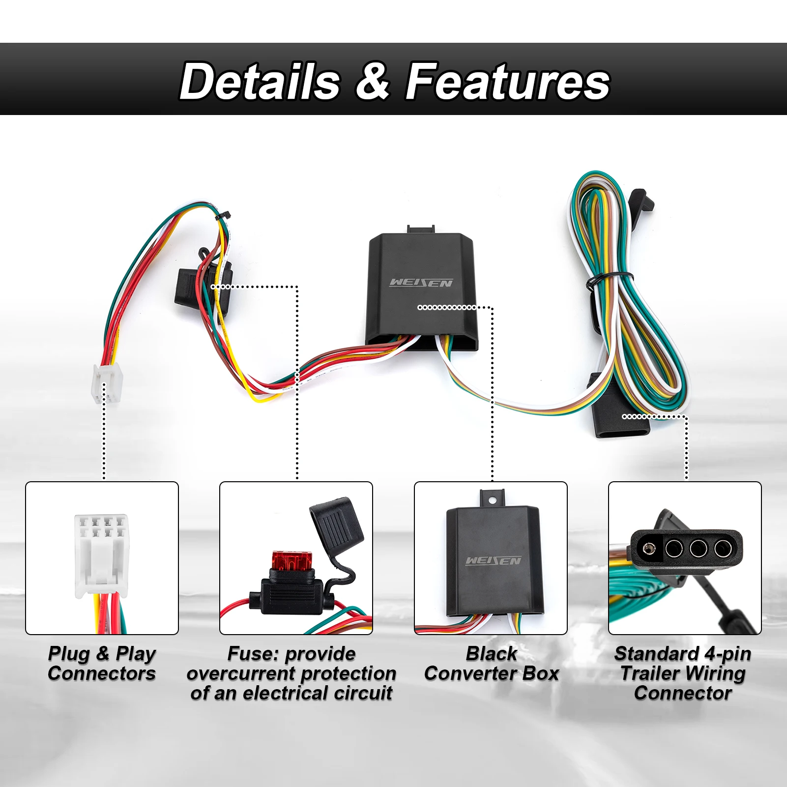 

Для Mazda CX-9 ALL 2016-2024 Plug & Play 4-контактный жгут проводов прицепа для подключения заднего фонаря прицепа стоп-сигнал указателя поворота