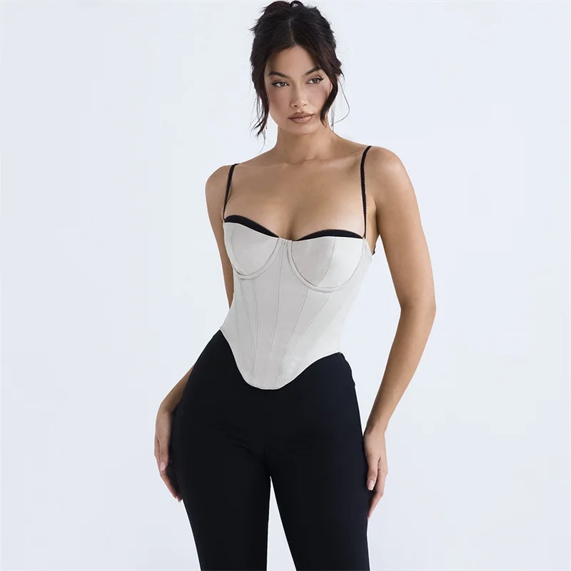 Corset soutien-gorge pour femmes, blanc, noir, sangle sexy, fibre, décontracté, 03/Streetwear, tenue de fête