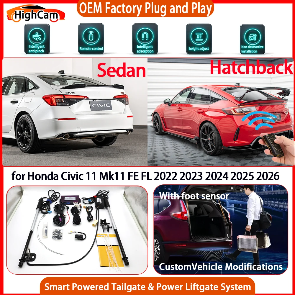 HighCam for Honda Civic 11 Mk11 FE FL 2022 2023 2024 2025 2026 Smart Powered Tailgate Power Liftgate Tailgate Power Lift Gate