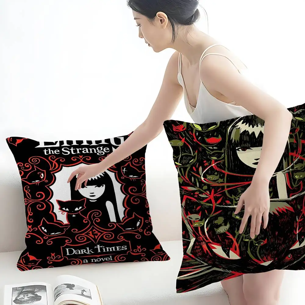 كاريكاتير إميلي غريب كلاسيكي خمر غطاء الوسادة وسادة للديكور أريكة ديكور المنزل أكياسها #2