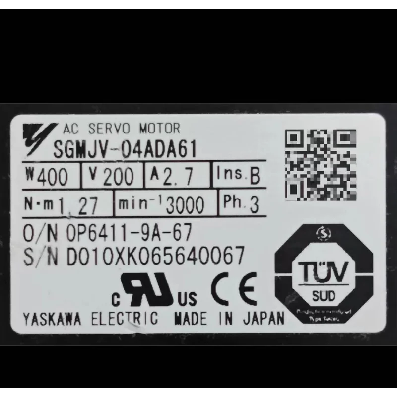 Second hand 400w servo motor SGMJV-04ADA61 functional testing OK and fast delivery