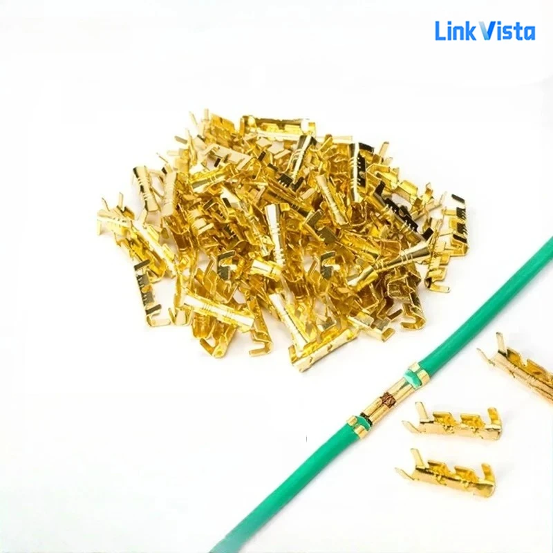 Wire Cold Press Connectors with Serrated Teeth 453 Series U-Shaped Spade Terminals Tin-Plated Brass 50-200 Pcs for 0.3-1.5mm²