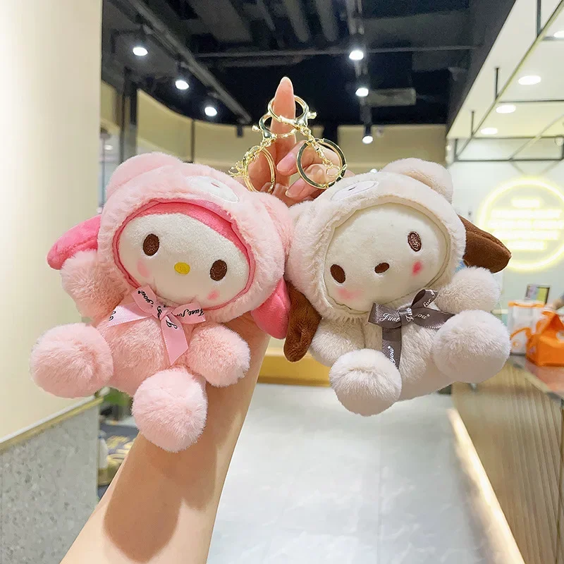 Sanrios ตุ๊กตาหนานุ่ม Cinnamoroll อนิเมะทำนองของฉันน่ารัก plushie พวงกุญแจจี้การ์ตูน boneka mainan สำหรับเด็กของขวัญวันเกิดเด็กผู้หญิง