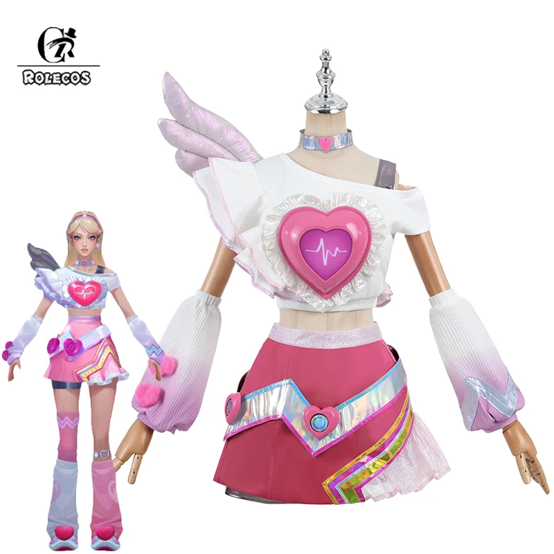 

ROLECOS Lux Cosplay Costume Game LOL Lovestruck Lux Valentine's Gift New Skin Lux Women Heart Outfit Fullset Halloween Suit