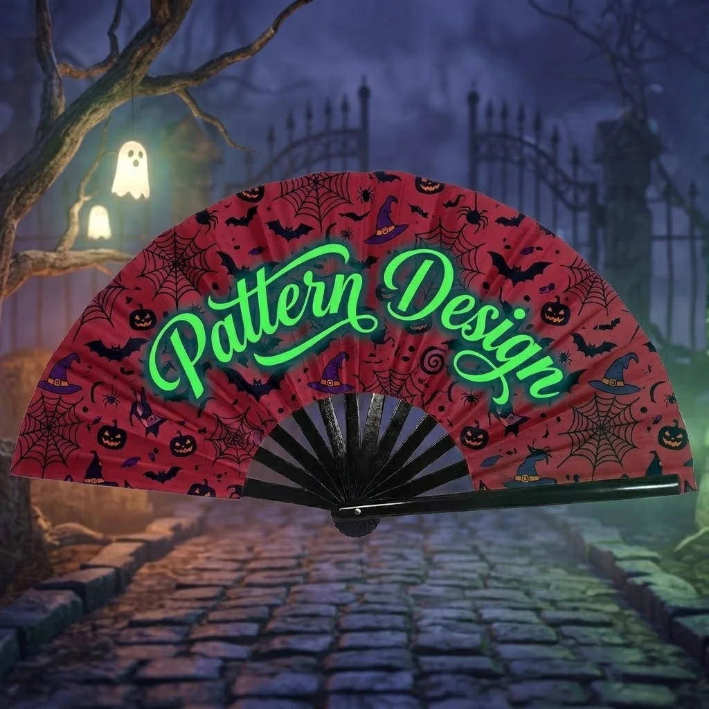 Custom Halloween Folding Fan 13 Inch Personalized Hand Fan Spooky Party Prop Cosplay Rave Accessory Unique Holiday Gift Decor