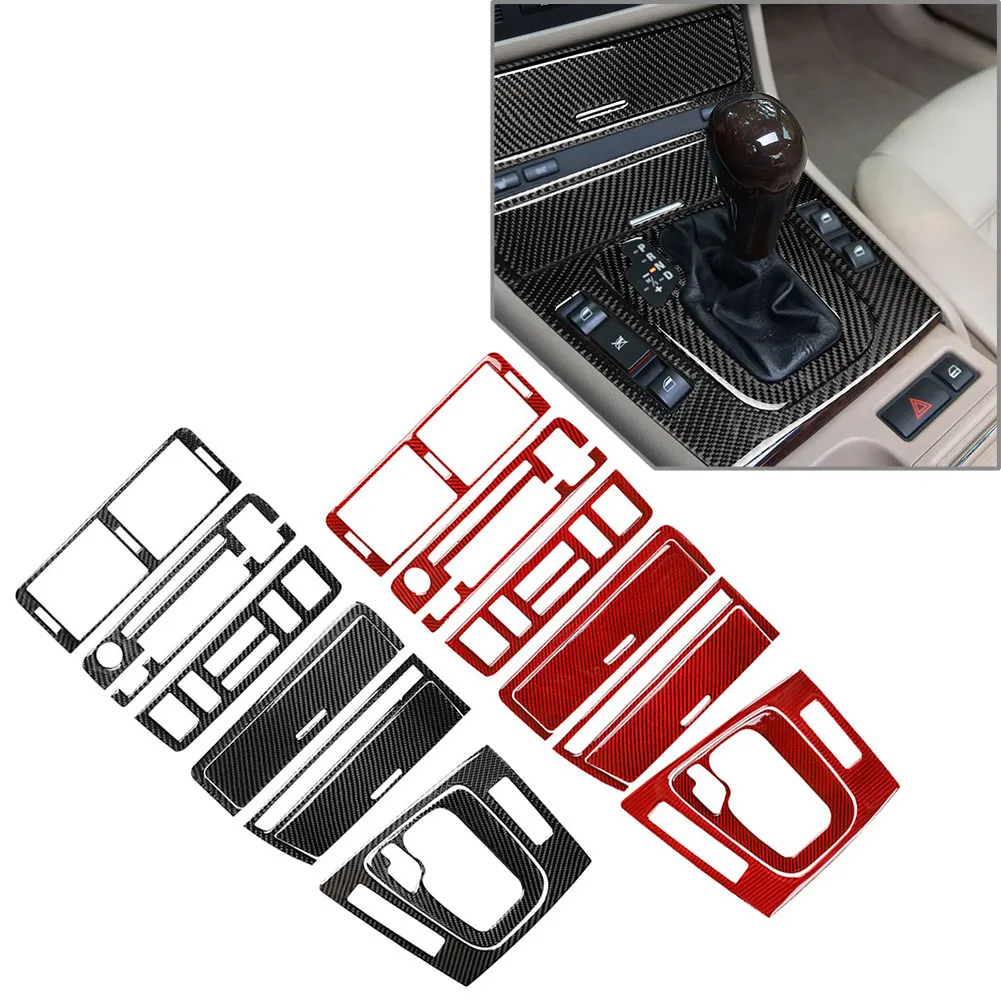 10Pcs LHD Carbon Fiber Car Interior Central Console Cover Trim For BMW E46 3Series 1998 1999 2000 2001 2002 2003 2004 2005