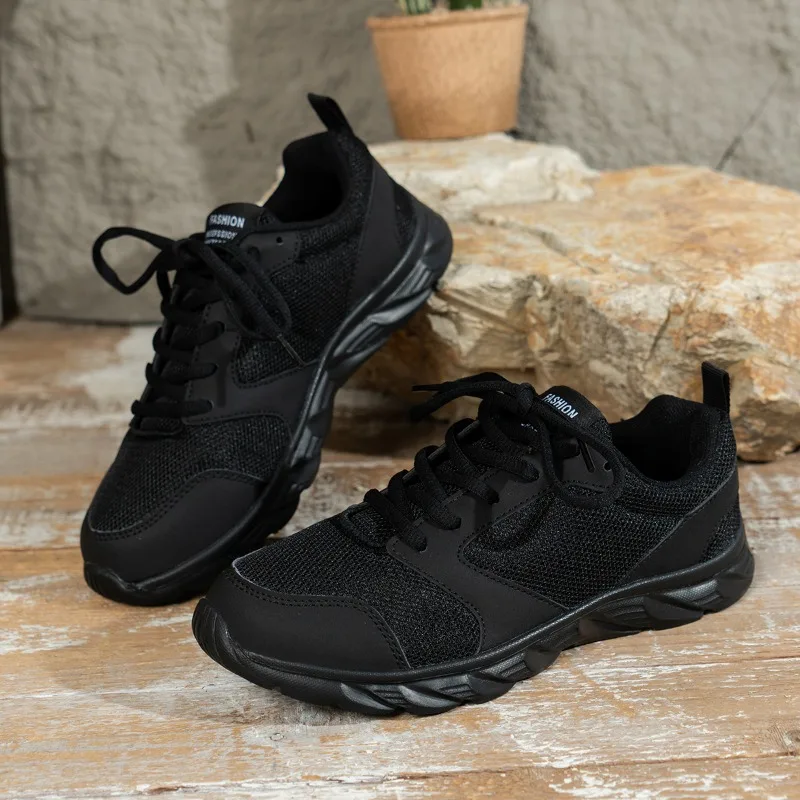 Women Sneakers Black Women Trendy Lace Up Knit Sneakers Casual Outdoor Athletic Running Gym Sports Male Women Breathable Shoes