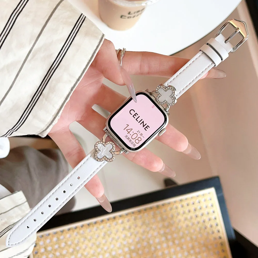 Metal Leather crocodile pattern Strap for Apple Watch Band 40mm 41mm 42mm 44mm 45mm 38 49mm Women Wristband for Apple 8 7 6 5 4