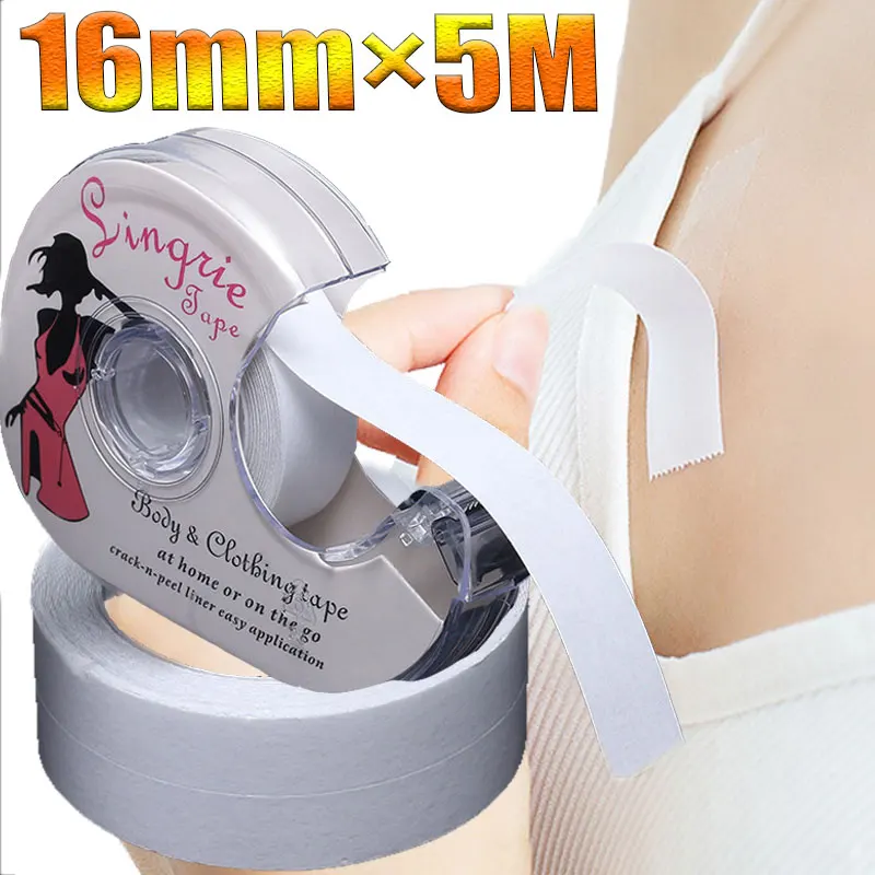 3/5M Underwear Strap Anti-slip Dress Clothes Tape Women Body Double-sided Adhesive Bra Strip Anti-glare Stickers Safe Clear Tape