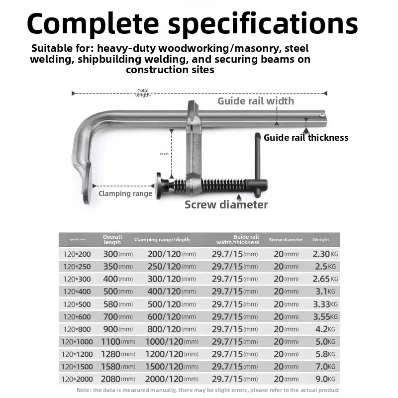 Heavy Duty Forged Steel F Clamp Industrial Grade Strong Force Holder for Stone Metal Woodworking Welding Fixing Clamping Tool