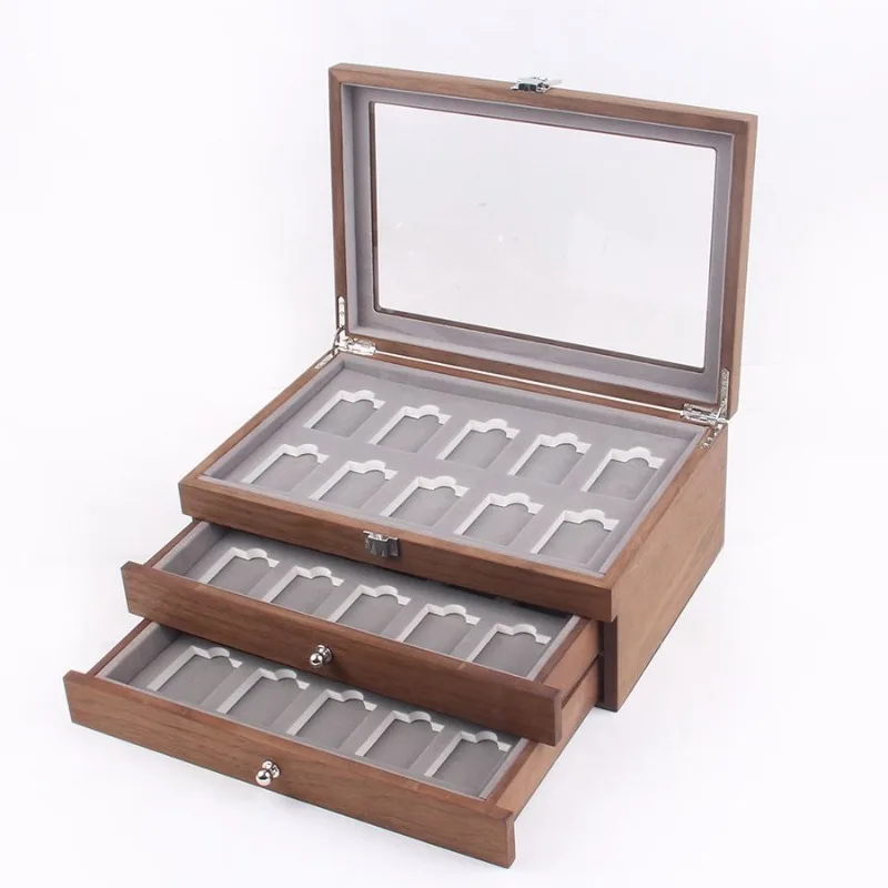 Large capacity flip-top lighter storage box, household living room miscellaneous items with drawer, 30-compartment repackaging
