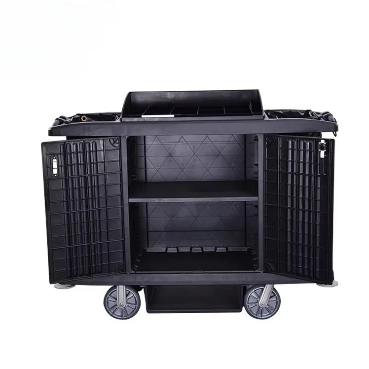 Troli Pelayan Hotel Multifungsi 4 Roda, Troli Pembersih Hotel