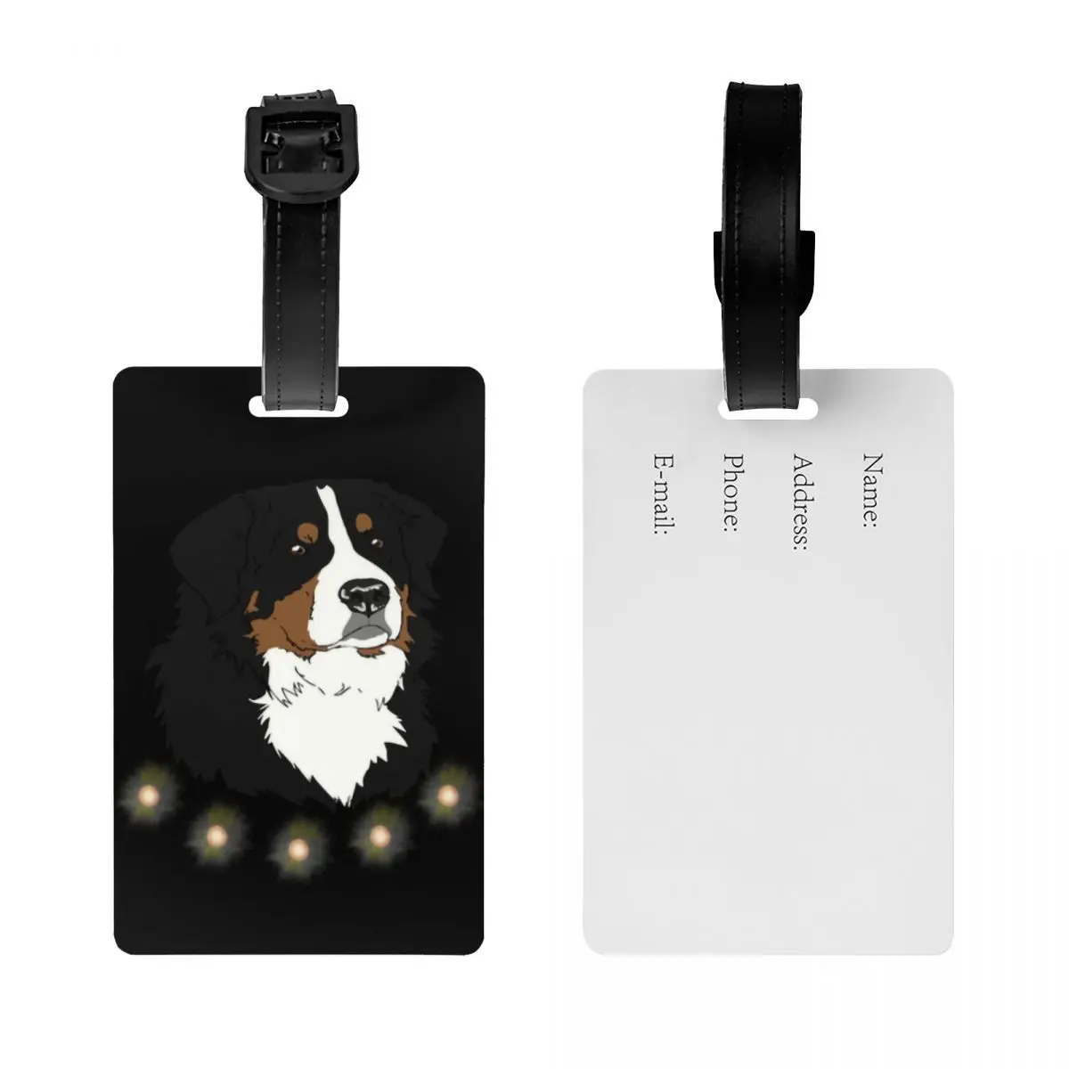 Bernese Mountain Dog Luggage Tags for Suitcases Cute Animal Baggage Tags Privacy Cover Name ID Card