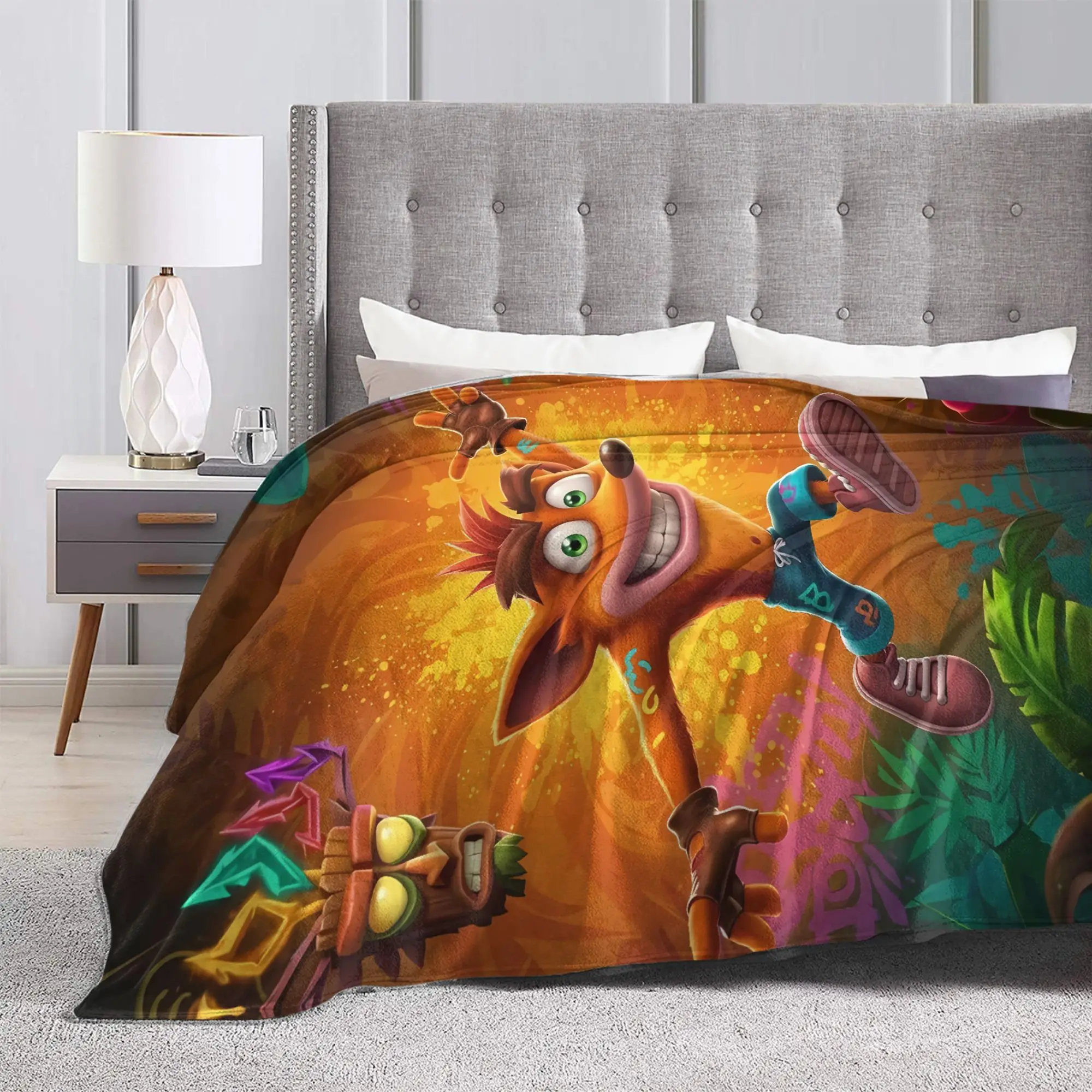 Crash Bandicoot Wild Trek Plush Blanket Kids  Flannel Bedding Throws For Home Decor Warm Quality Bedspread Birthday Present