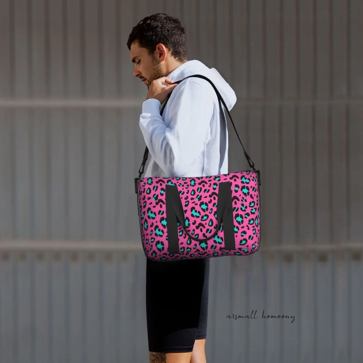 Bolso de viaje con estampado de leopardo para mujer, bolsa de viaje personalizada con correa para el hombro, bolsa deportiva para gimnasio, bolsa de noche